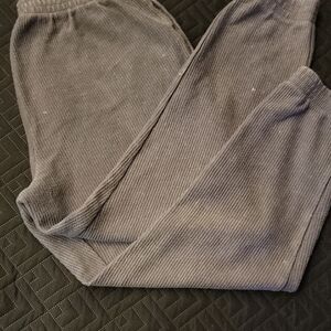 Pink Cozy Gray Ribbed Pants